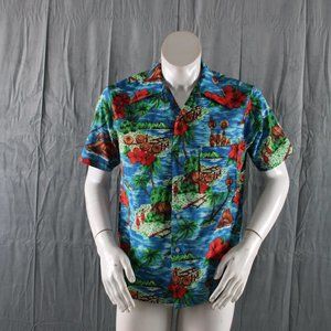 Vintage Hawaiian Shirt - Island Pattern by King's Road Sears - Men's Medium